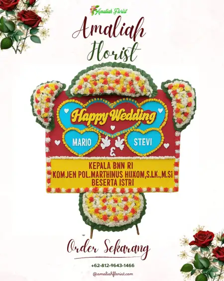 Papan Bunga Pernikahan Leles